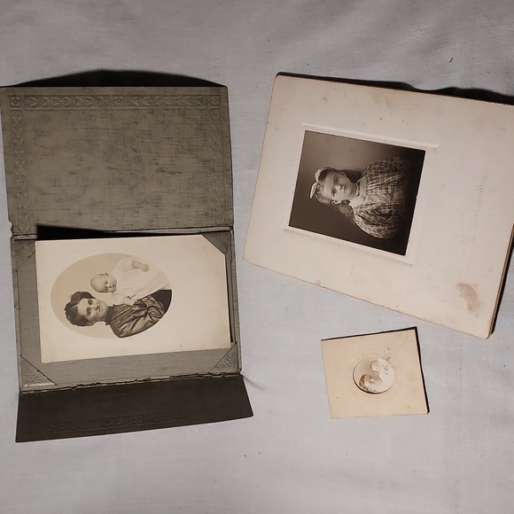 Antique Cabinet Card Photos Woman & Child Girl - Picture 1 of 6